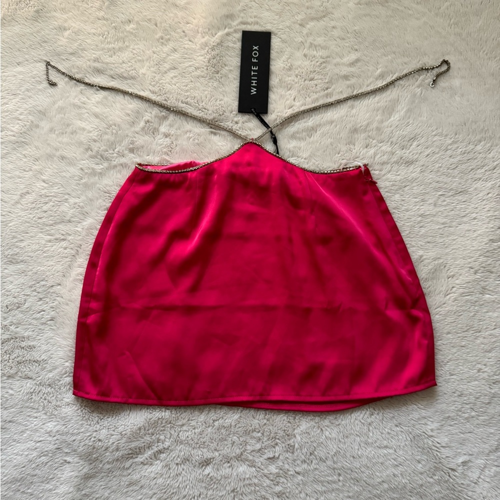 White fox mini pink skirt